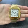 Дизайнерские мужские квадратные часы 40 -мм автоматические механические часы кожаные ремешки из нержавеющей стали корпус золотой циферблат Luxury Montre de Luxe Watch