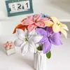 Decorative Flowers Wreaths Crochet Small Lily Bouquet Artificial Hand-Knitted Gifts For Home Room Table Decoration Vase Flower Arrangement Supplies HKD230818