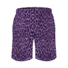 Men's Shorts Purple Leopard Phile Lopard Wzór vintage Beach Short Pants Man Custom Sport Szybkie suszenie pędu