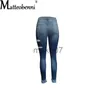 Damskie dżinsy mody kobiety w splicingu dżinsy z kratką 2022 Vintage złamane dziury Pencil Spodni swobodne spodni hiputru J230818