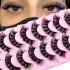 Handmade Reusable Mink Fake Eyelashes with Color Multilayer Thick Fluffy Colored Lashes Extensions Naturally Soft Wispy Full Strip Lashes DHL