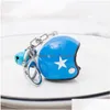 Key Rings Creative Motorcycle Helmet Pendant Female Men Hard Hat Heavy Metal Rock Car Keychain Bag Keychains Gift Drop Delivery Jewelr Dhaqj