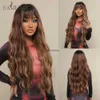 Parrucche sintetiche Eashair Long Wavy Brown Wigs sintetico con luci naturale parrucca naturale per le donne con scoppi per capelli CAPPELLI FACKE Resistenza al calore HKD230818