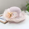 Wide Brim Hats Classic Wavy Edge Linen Brimmed Top Hat Lady's Elegant Flower Fisherman Summer Outing Sun Protection Tide