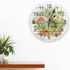 Wall Clocks Small Fresh Wood Panel Texture Tropical Plants Large Clock Dinning Restaurant Cafe Decor Round Home Decoration