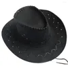 Bérets Cowboy Caps High Crown Bonne respirabilité Men Men de costume de Brim Sombrero spécial pour l'été extérieur