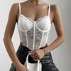 Waist Tummy Shaper Sexy Lace Steel Ring Corset Mujer Fashion 2023 Women Crop Cami Tops Sleeveless Spaghetti Strap Solid Color Camisole 2308017