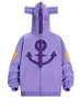 Męskie z kapturem Full Zip Hoodie Purple for Men Overized Y2K Bluza Kurtka E-Girl 90s Pullover Streetwear