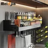 Food Storage Organization Sets MEIDJIA 2 Layer Wall Mounted Kitchen Rack Seasoning Shelves Organizer Upgraded Spices Knife Holder Accessories 230817