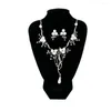 Necklace Earrings Set Dress Accessories Collar Choker Clavicle Chain Drop Dangle Pearl Flower Crystal Wedding Jewelry