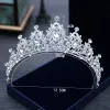 Bröllopshuvudstycken Tiara Crystal Bridal Tiara Crown Silver Color Diadem Veil Accessories Head Jewelryzz