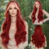 Parrucche sintetiche NAMM Long Wavy Middle Part Vino parrucca rossa per donne COSTRUAGNI GIORNALITÀ PARTICA SINTETICA Sintetica Parrucche per capelli rosa Lolita Resistente al calore HKD230818