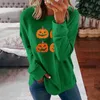 Damen Hoodies Halloween Frauen Sweatshirt Pullover Crewneck Langarm Fallrohrschlauchplatten für Jeanshemden