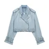 Vestes pour femmes coupées veste en jean Femme Chic Lady High Street Blued Blue Jacket Coat Top Femme 230817