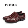 Zapatos de vestir pjcmg transpirable negros/mocasines rojos vestidos de cuero genuino slip-tallas talladas dedo de boda casual de bodas 230817