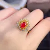 Кластерные кольца Meibapj натуральные рубиновые драгоценные камни Мода Золотое Цветочное кольцо для женщин Реальное 925 Серебряное серебро.