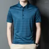 Men's Polos Silk S 2023 Summer Business Casual for Men Fashion Fashion Short Shirt Camisas de Polo LQ367