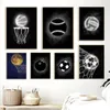 Tela dipingendo neon sport neon basket in bianco e nero da basket pallavolo palla da palla poster e stampe a parete nordica immagine per bambini decorazione palestra senza cornice wo6