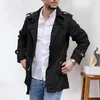 Men's Trench Coats Men's Comfortable Jacket Stylish Mid Length Coat Windproof Casual Streetwear With Lapel Button Decor For Fall