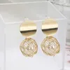 Gestüt Ohrringe Modeball für Frauen goldene Farbe Runde Geometrische Party Hochzeit Geschenkgroßhandel Ohrschmuck