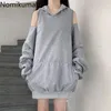 Women's Hoodies 2023 ROPA MUJER HARAJUKU DROUMEN DRUAGEN ZEKTE ZIPPER OTIZE TOPPEN OFF SHOULCHE CASUAL CHIC Y2K Sweatshirts Kleding voor tieners