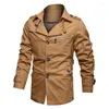 Men's Jackets 2023 Autumn Pure Cotton Casual Simple Personality Jacket Large Lapel Loose Fashion Versatile Mid Length Coat