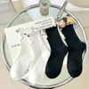 Women Socks Cute Pearls Mid Tube Lace Wooden Ear Sweet Hollow Bow Spring Summer Cotton Fashion Lolita Jk Calf Knee