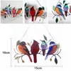 Dekorativa föremål Figurer Färgfönster Bird Pendant Wind Chime Metal Tropical Bird Hanging Decorations Family Door Crafts Home Accessories 230817