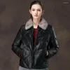 Women's Leather Jacket Natural Collar Genuine Down Women Winter White Duck Real Sheepskin Coat F2023