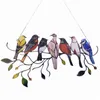 Dekorativa föremål Figurer Färgfönster Bird Pendant Wind Chime Metal Tropical Bird Hanging Decorations Family Door Crafts Home Accessories 230817