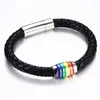 Braccialetti di fascino Bracciale in pelle intrecciata lesbica gay con stretta magneti in acciaio inossidabile