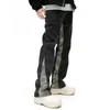 Herr jeans cool design kamouflage lapptäcke raka män jeans byxor y2k kläder hip hop tvättade svart casual långa byxor ropa hombre 230815