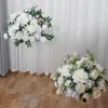 Dekorativa blommor 60 cm Artificial Silk Rose Po Bakgrund Dekortabellen Vacker blommor Ball Fjäril 3D Landskap för bröllopscentrumstycken