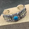 Bangle NY Kaohsiung Feather Turquoise Open Bransoleta Xiang Xu Personalized Retro Made Old Pure Line dla mężczyzn i kobiet