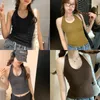 Frauen Tanks Großhandel 2023 Sommerhalter -Top Frauen solide ärmellose Rückenless Weste v Hals kurzes T -Shirt Basic Slim Camisole