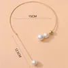 Pendant Necklaces Retro Style Exaggerated Pearl Necklace Geometric Simplicity Round Bead Opening Adjustable Metal Collar Elegant Jewelry