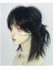 Synthetic Wigs VICWIG Mullet Head Wig Short Synthetic Straight Black Fluffy Natural Wolf Tail Hair Men and Women Wig for Daily Party Cosplay HKD230818