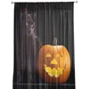 Sheer Curtains Cat dynia Czarna Halloween Orange Tiuld Window Salon Organza Voile Kurtyna sypialnia kuchnia wystrój domu 230817