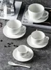 Muggar European Coffee Cup Saucer Set White med handtag Nonslip Ceramics Multispecification Afternoon Tea Drinkware 230817