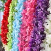 Simulerad Wisteria Flower Wedding Decoration Galleri Tak Blomma Stripe Silk Tyg Flower String Green Leaf Artificial Flower