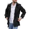 Men's Trench Coats Regular Fit Coat Men Loose Stylish Mid Length Windproof Casual Streetwear Jacket With Lapel For Fall