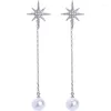 Kolczyki Dangle Masowe biżuteria cyrkon gwiazda Snowflake imitacja Perl Drope Earring dla kobiet długi łańcuch akrylowe akcesoria hurtowe
