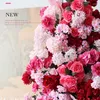 Decorative Flowers 2.5m Artificial Flower Wall Pink Red Rose Hydrangea Outdoor Wedding Backdrop Decor Floor Floral Row Po Props