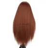 Perucas sintéticas 28 30 perucas retas marrons longas para mulheres yaki peruca de glue reta Cabelos sintéticos diariamente perucas de calor HKD230818