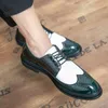 Sukienka buty męskie brogues koronki w górę Oxford Flat Buty mężczyzn białe i zielone ręcznie robione buty swobodne skórzane buty Brytyjskie platformy 230817