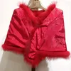 Scarves 2023 Winter Real Fur Shawl For Wedding Thick Warm Women Genuine Wrap