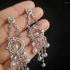 Dangle Earrings S925 Silver Needle Star With The Same Temperament Was Thin And Long Tassel Heavy Industry Zircon Pearl Fashion