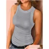 Camisoles Tanks Arrival Women Tank Tops Ribbed Sleeveless Stretch Round Neck Shirt Summer Sexy T Solid Casual Big Size Drop Delive Dhm5W