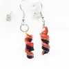 Collier Boucles d'oreilles Set 1 Style chinois rétro Red Black Spirale Colore Colore Murano Glass Pendant Boucle pour femmes