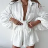 Женская одежда для сна лето твердый креп тонкий пижамский набор фонарей, рукава с рукавами с шортами с оборками свободно пижама для женщин